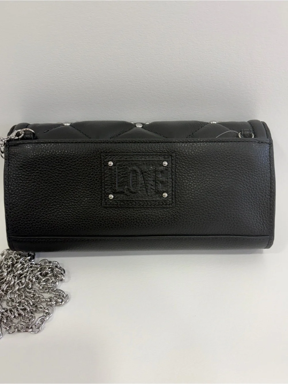 NWT Brighton Brave Heart Large Wallet With Nickel Silver Hearts and Chain Strap